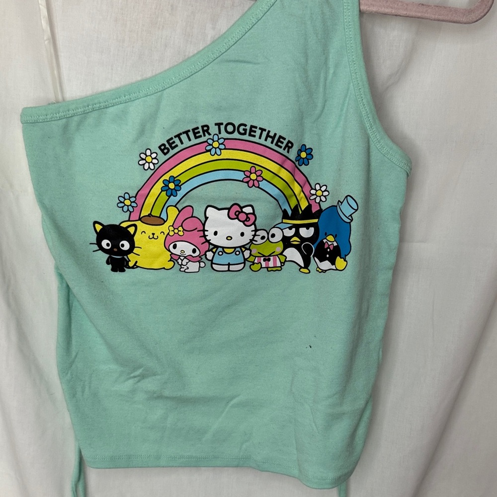 Hello Kitty Mint Green One-Shoulder Tank Top